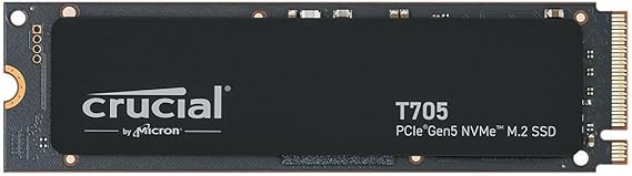 Crucial T705 PCIe Gen5 NVMe 1TB SSD, Up to 13,600MB/s, TLC NAND, Intel & Ryzen Compatible, for Hardcore Gaming & High-Speed Storage, Solid State Drive, Includes 1Mo Adobe CC CT1000T705SSD3