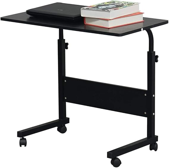 Adjustable Height Mobile Computer Desk Rolling Computer Desk, Height Adjustable Mobile Laptop Stand Desk Rolling Cart, Mobile Small Standing Desk Portable Rolling Laptop Desk Overbed Bedside Desk