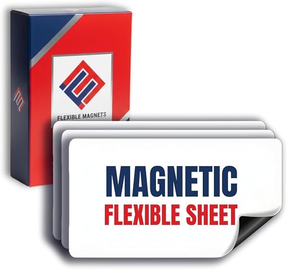 Flexible Magnetic Sheet with Rounded Corners - White, Super Strong & Ideal for Crafts - Commercial Inkjet Printable 12" x 24" x 30 mil (1 Pack)