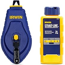 IRWIN Tools STRAIT-LINE COMPACT Chalk Reel, with Blue Chalk, 30 ft. (IWHT48440BC)