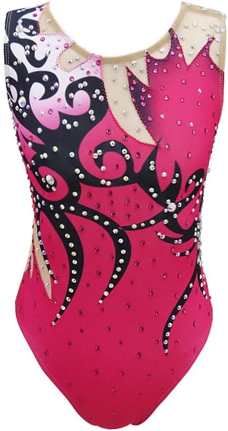 LIUHUO Synchronized Swimming Suits Kids Girls Training Competitiv Leotards Hair Piece