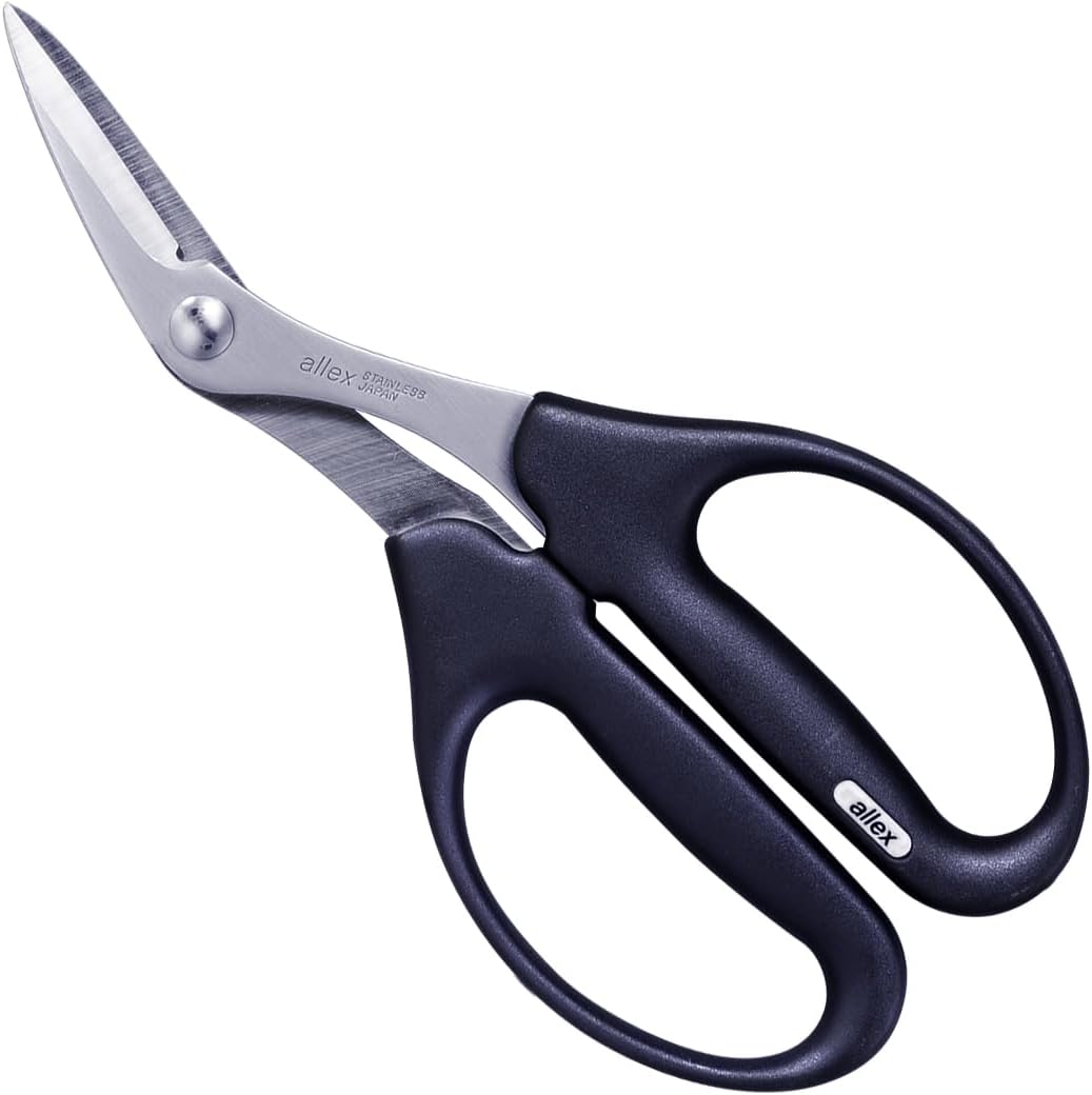 ALLEX Craft Scissors with Wire Cutter 7.4 [Angled Blade] Multipurpose Workshop Utility Scissors, Heavy Duty Japanese Stainless Steel Blade, Black, Made in JAPAN