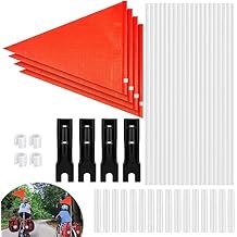 6 Ft Bike Safety Flag with Pole and Mounting Bracket,Adjustable High Visibility Waterproof Bicycle Trailer Safety Flags for Kids,Adults (4 Set)
