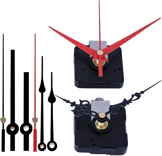 EMOON 2 Pack Wall Clock Movement Mechanism with 4 Pack Clock Hands, Silent Sweep Quartz Clock Motor Kit, for Clock Repair DIY Replacement, Custom Clock (Shaft Length 3/4 in)