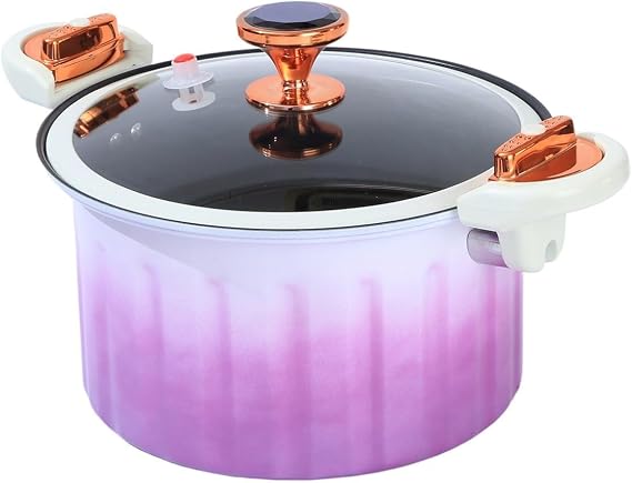 Pressure Cooker 8L, Micro Braiser Pans, Enamel Lining Non-stick Pressure pot, with Lid Silicone Seal Spill-proof Valve Pressure pot for Cooking,Green(Purple)