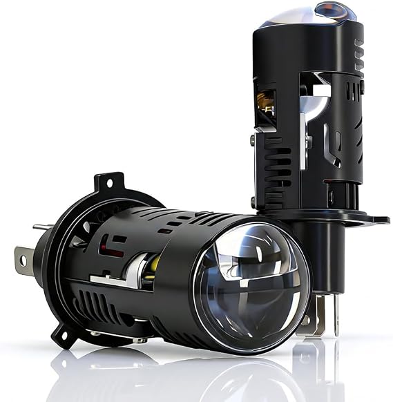 H4 LED Headlight Bulbs with Mini Projector Lens, 800% Brighter Dipped & Main Beam, 110W 24,000LM 6500K Cool White, CANBUS Error Free Conversion Kit (2)