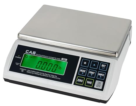 CAS ED-30 Multifunctional Electronic Counting Scale - 30lb Capacity NTEP Certified Scale for Legal Trade - Features Dual Range Tech, LCD Display, 9 Function Keys w/Rechargeable Battery & Two Platters