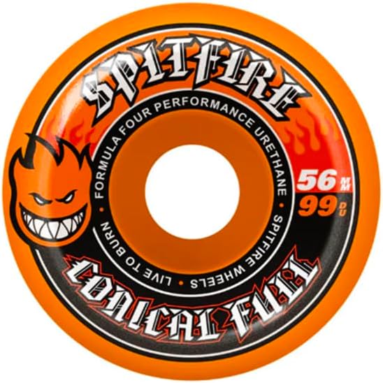 Spitfire Skateboard Wheels 56mm F4 99A Color Pack Conical Full Orange