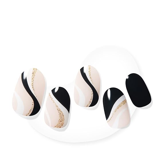 Dashing Diva Glaze Nail Strips - Midnight Swirl | Works with Any LED Nail Lamp | Long Lasting, Chip Resistant, Semicured Gel Strips | 34 Salon Quality Nude Gel Nails, 1 Prep Pad, 1 File