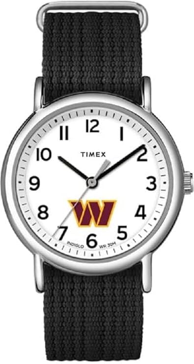 Timex Uni Weekender 38mm Watch with Slip-Through Single Layer Strap, Washington Commanders, Weekender 38mm