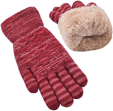 Womens Winter Warm Touch Screen Gloves Womens Thermal Cable Knit Wool Fleece Lined Glove for Cold Weather