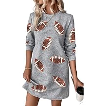 Sequined Mini Dress with Rugby Football Graphic - Gray