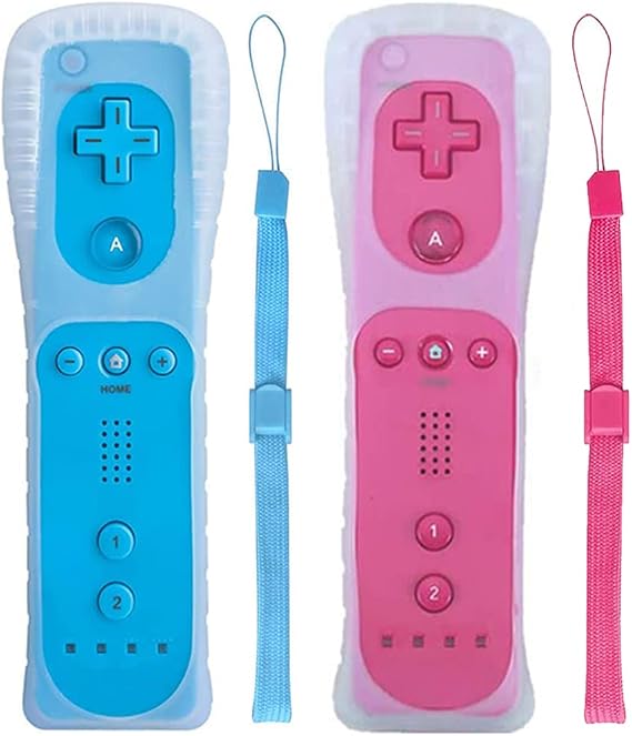 Wii Remote Controller, 2 Packs Upgrade Wireless Controller Compatible with Wii Wii U(blue and pink)