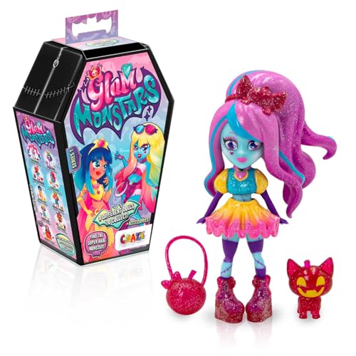 CRAZE Glam MONSTARS - Gothic Articulated Doll with Trendy Outfit, Pet & Handbag, Collectible Monster Doll