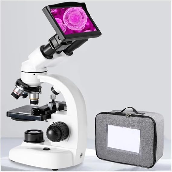 Microscope Zoom 40X-6000X Binocular Biological HD Microscope Lab Student Microscope with Led Light 7 inch sreen and WF10X 50X Eyepieces