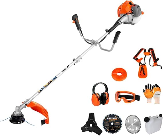 PROYAMA 42.7cc Gas Weed Wacker, 3 in 1 Heavy Duty Weed Eater Gas Powered, Brush Cutter and 2-Cycle String Trimmer Machine with Metal Blades for Lawn Care, Gearbox