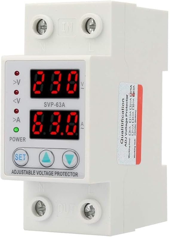 Voltage Protector Current Protector Single Phase Adjustable Intelligent Double LED Display AC230V 63A