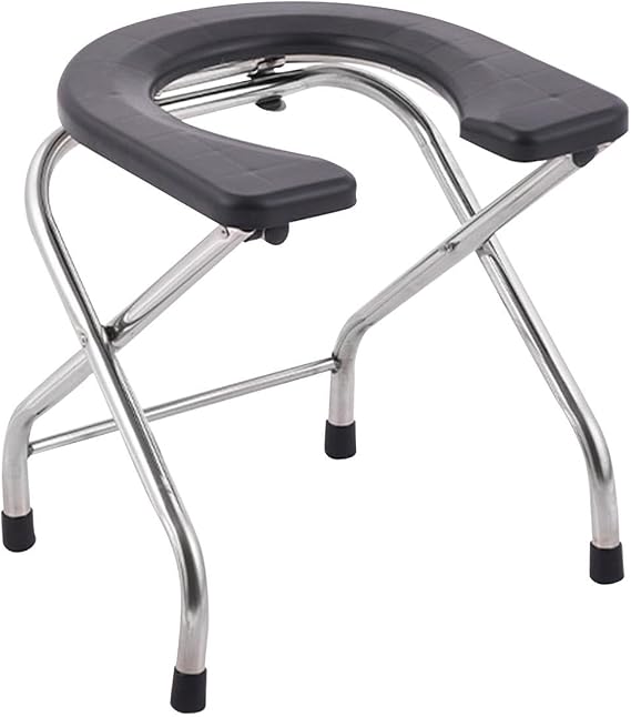 Toilet Safety Rail, Seniors Folding Toilet Seat, Folding Portable Versatile Toilet Chair Seniors Squatting Toilet Stool Chair Also for Patients, People with Limited Mobility, Height 40cm