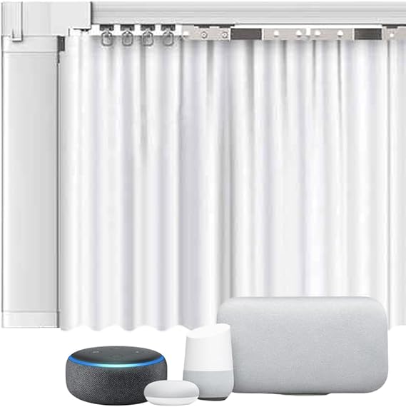 Electric Smart Curtains System, Automatic Curtain Opener, Motorized Curtains Rod with Remote, Compatible with Alexa/Google Home/Tuya App (Track length 7 meters (275.59 inches))