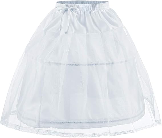 Abaowedding Flower Girls Petticoat with 2 Hoops Full Slip Elastic Child's Crinoline Underskirt