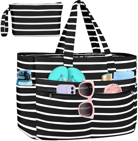 HUANLANG Extra Large Beach Bag Waterproof Beach Totes Bags for Women Men,Pool Bag with Zipper Wet Pocket