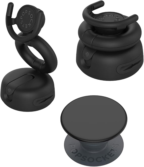 PopSockets Complete Phone Accessory Bundle: PopGrip Adhesive Grip with Expanding Kickstand + PopMount 2 Car Dash Windshield Mount + Multi-Surface Mount - Black Universal Smartphone