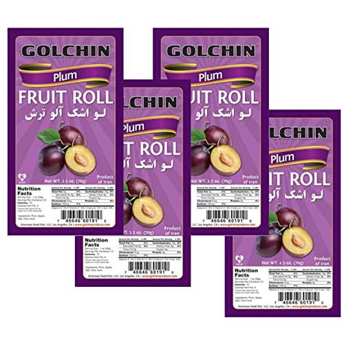 Golchin, Vegetarian, Fruit Roll Leather Plum Lavashak, 2.5 oz Pack of 4,