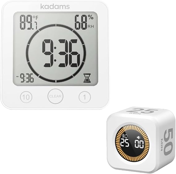 KADAMS Shower Clock Bundle with Pomodoro Cube Timer