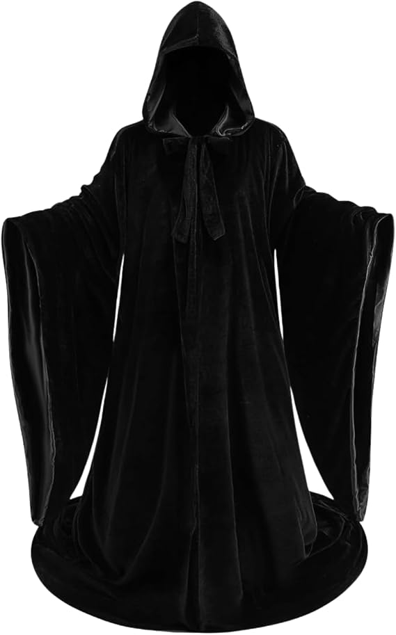 Colorful House Unisex Deluxe Full Length Hooded Wizard Cape Velvet and Stain Double Deck Cloak Halloween Cosplay