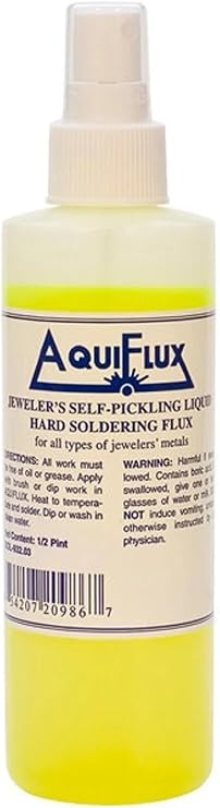 AquiFlux Self-Pickling Liquid Hard Soldering Flux 8 oz (12 Pint) | For Gold, Silver, Platinum, and Other Precious Metals | Jewelers Soldering Solution with Spray Top Applicator | Sold by Duhaas