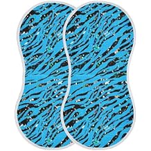 Blue Tiger Print Muslin Burp Cloths for Baby Boys and Girls - 2-Pack Ultra Absorbent Muslin Washcloths, Newborn Towel, Milk Spit Up Rags, Burp Cloth Bibs, 22 x 11 Inch