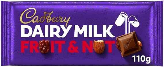 Premium chocolate bar 120g - Best size Gift For Friend &amp; Family (Cadbury Dairy Milk Chocolate Fruit &amp; Nut Bar 110G)