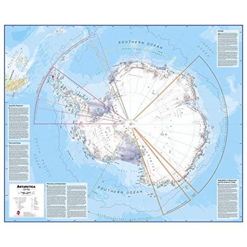 Maps International Large Political Antarctica Wall Map - Paper - 47 x 39