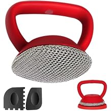 MEIXINZHI Cast Iron Cleaner, Chain Mail Scrubber & Pan Grill Scrapers - 2 in 1 Cast Iron Skillet Cleaner (red, with mat)
