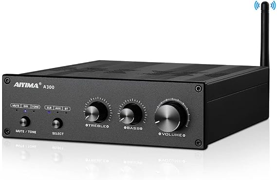 AIYIMA A300 NE5532*4+QCC3034+TPA3255 Bluetooth5.0 300w*2 Power Amplifier Support aptx-hd 2.0/2.1 Channel Amp with Active Subwoofer Output for Passive Speaker Home Audio