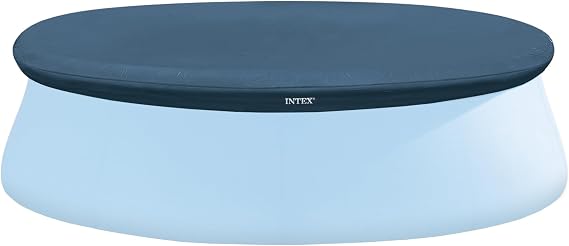 Intex Easy Set Pool Cover 8ft / 244cm, Blue Durable Vinyl Cover for Easy Set Swimming Pools, Rope Ties and Drain Holes, 28020