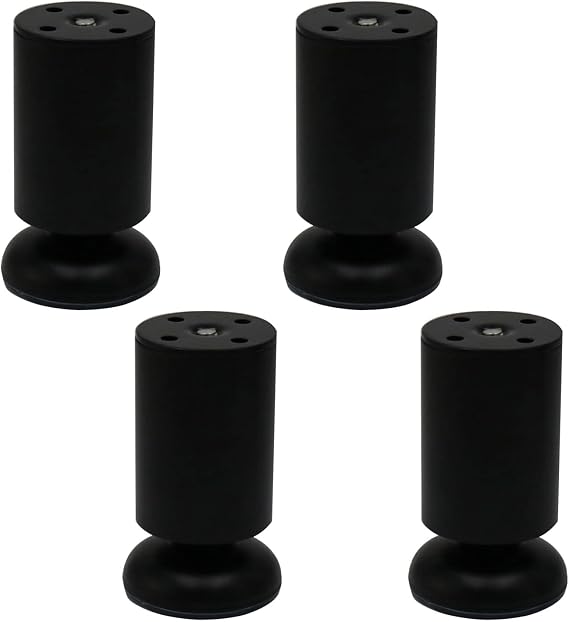 4Pcs Stainless Steel Adjustable Furniture Legs Cabinet Leg, Roun Adjustable Foot Wardrobe Foot Bed Feet Couch Feet Furniture Leg Furniture Feet Leg for Desk (25cm/9.8in,Black)