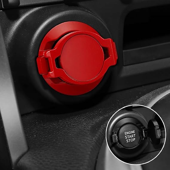 Push Start Button Cover,Press Car Engine Start Stop Button Cover,Ignition Protective Anti-Scratch Universal Button Decoration Protector.(Red)