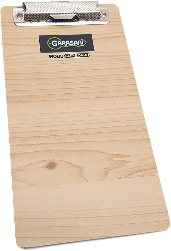 GARASANI Wood Coated Clipboard - Bill Credit Card Receipts Memo Holder Pad - for Restaurants, Stores, Office 4.13" x 8.07" (Beige Wood)