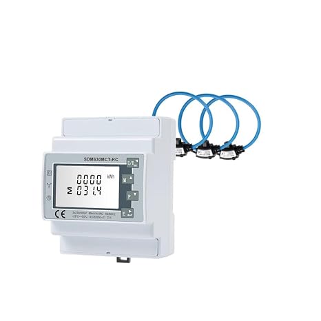 Energy Meter SDM630MCT-RC + 3pcsESCT-RC100/150 Three Phase Three Wire Rogowski Coil Energy Meter(Sdm630mctrc3pcsrc100)