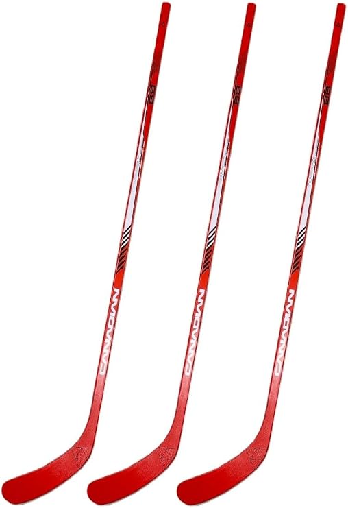 Canadian Chicago Red 1-Piece Wood 3-Pack Hockey Sticks - Youth | 40 Flex, P92 Curve | 3 Pack