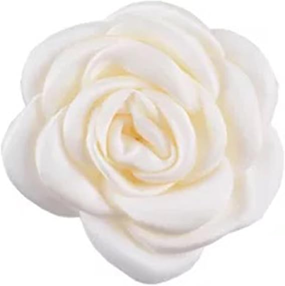 20pcs Handmade Fabric Flowers for Dresses, 2.4in Silk Camellia Flowers Solid Color Sewing Ribbon Flowers for Clothing Crafts Headband Hairclips Wedding Party Decoration (Beige White)