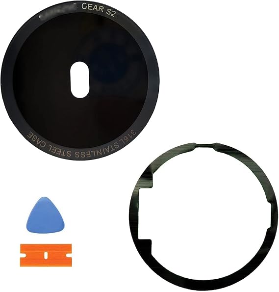 ubrokeifixit Gear S2 Back Door Glass Rear Lens Glass Case Replacement with Adhesive for Samsung Gear S2 SM-R720 SM-R730 SM-R732