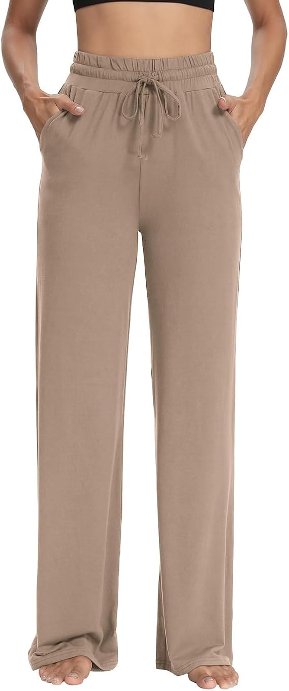 Wide Leg Pants Woman Drawstring Baggy Sweatpants High Waisted Lounge Pants with Pockets Loose Trouser Yoga Pants