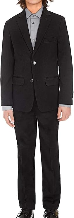 Calvin Klein Boys' 2-piece Formal Suit Set, Single Breasted Jacket & Straight Leg Dress Pants