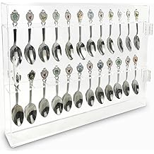 Ikee Design Premium Acrylic 24 Souvenir Spoon Display Case, Wall Mountable or Tabletop, Magnetic Door Closure, 13.875 x 1.75 x 10.875 Inches