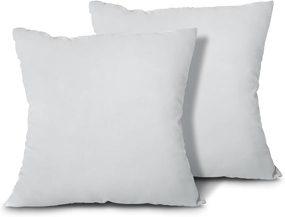 EDOW Throw Pillow Inserts, Set of 2 Lightweight Down Alternative Polyester Pillow, Couch Cushion, Sham Stuffer, Machine Washable. (Grey, 16x16)