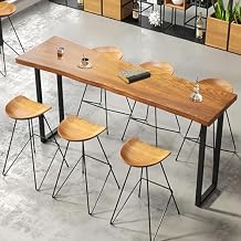 Wooden Bar Table, Rectangular Counter Height Pub Table Long Narrow Bar Tables, Rustic High Top Table Window Table, Behind Couch Sofa Bar Table for Kitchen Dining Room-Without Chairs ( 1PCS/55.1in)