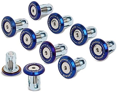NRG Innovations FW-300TS 10PCs 20MM Wide Fender Washer + Bolt Kit (Rivets for Plastic, Titanium Burn Washer, Silver Bolt)