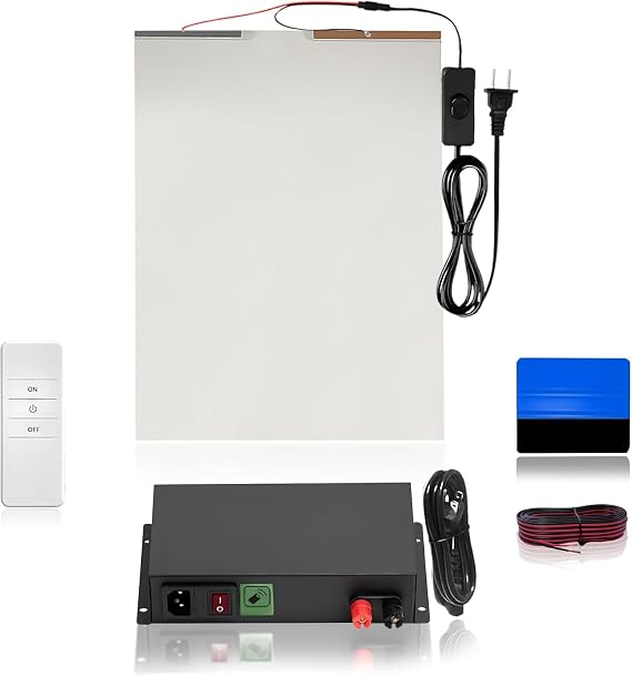 INWIXIA Window Privacy Film (5 in 1) Kit Box - Switchable Adhesive Smart Film Sample Plus Tint Installation kit - Easy DIY Smart Window Film kit with Remote, 100W Transformer, Squeeze and Wires